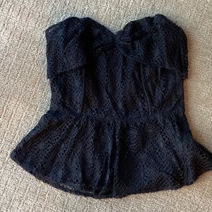 Black strapless corset style top